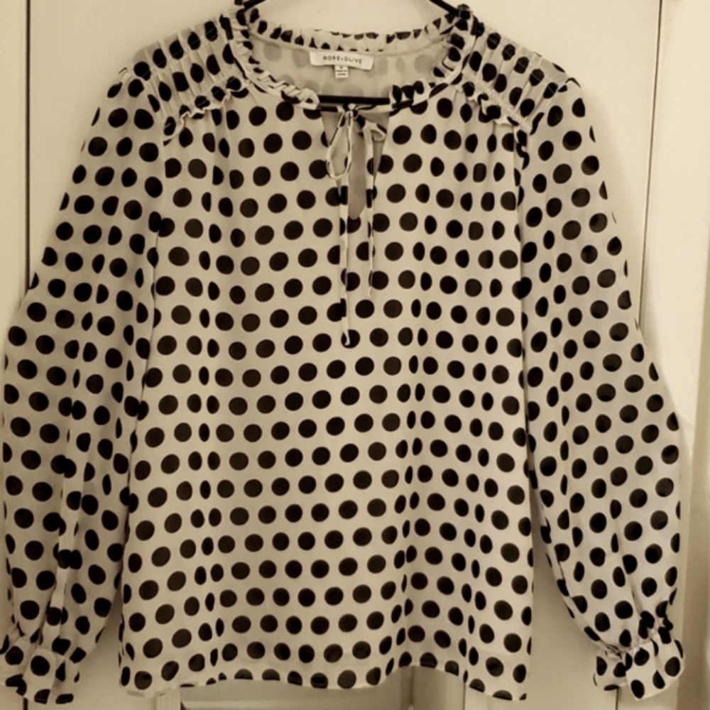 *2for$15* Rose + Olive Polka Dot Blouse
